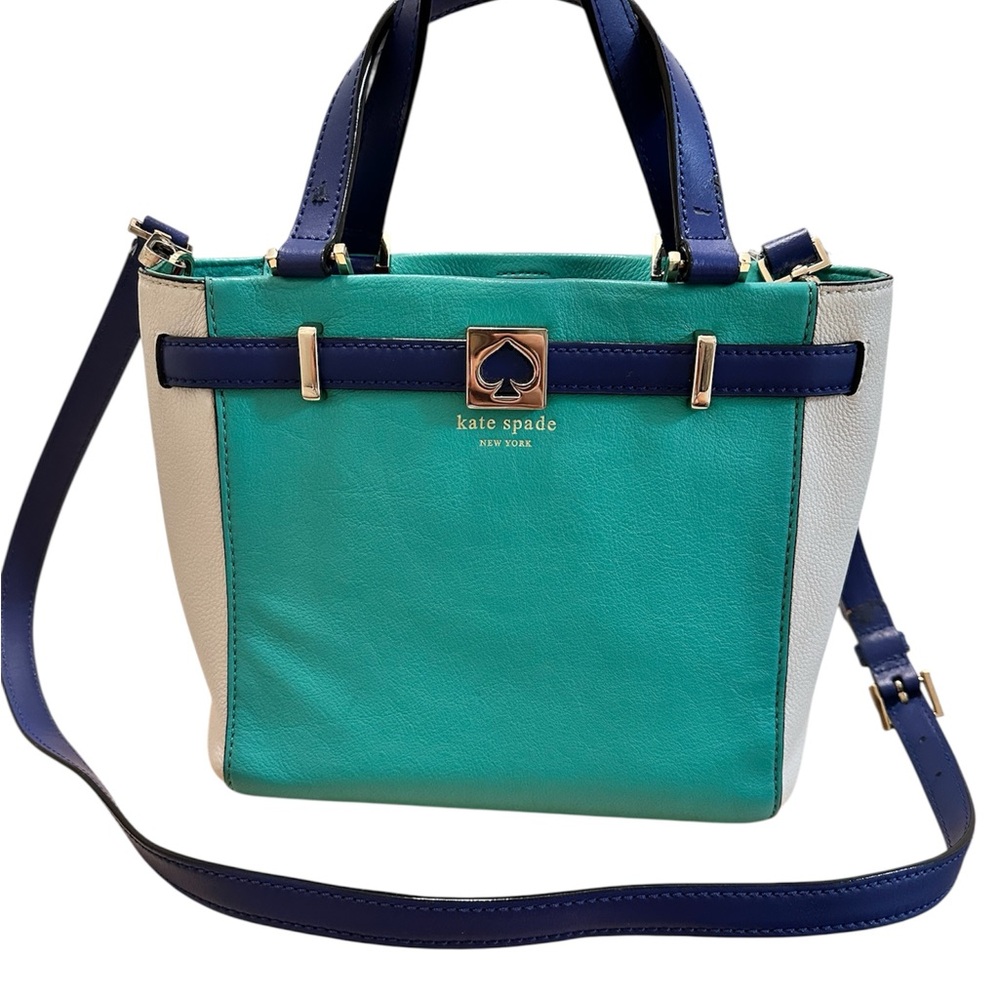 Kate Spade Blue and Green Crossbody Bag with Nautical Charm